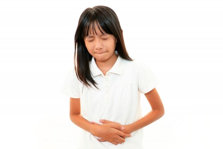 abdominal pain in a child with parasites